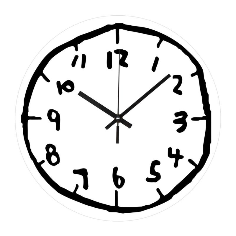 

Graffitis Wall Clock Silents Function for Minimalists Home and Office Space белый