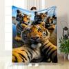 Tiger Group Selfie Print Blanket Bedroom Blanket for Livingroom Couch Lunch Break Soft Throw for Friend's Festival Gift