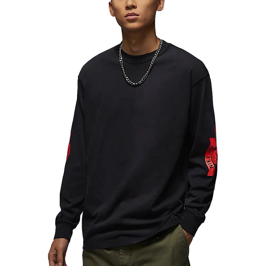 

Jordan Rare Air Series Comfortable Skin-Friendly Crew Neck Pullover Long Sleeve T-Shirt Men Tops Black Pepper-Red IB3135-010 L