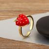 Nidin New Arrival Sweet Cute Strawberry/Mushroom Design Open Rings Adjustable For Women Female Delicate Drip Oil Finger Jewelry