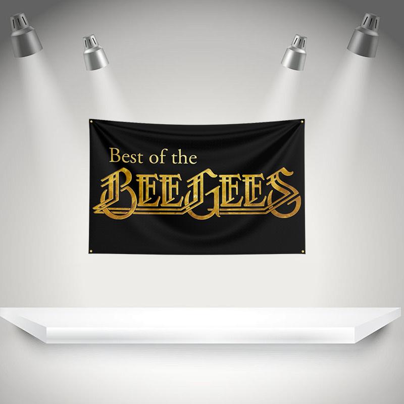 B-bee gees Flag Rock Music Band Banner HD Printing Tapestry Exhibition, Music Band Fans, Garage Decor