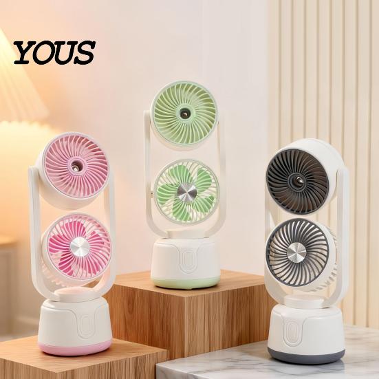 Travel Fan with Mist Misting Cooling Fan, Portable USB Handheld Water Three Speed Spray, Desktop Mini for Office Home, Personal Humidifier