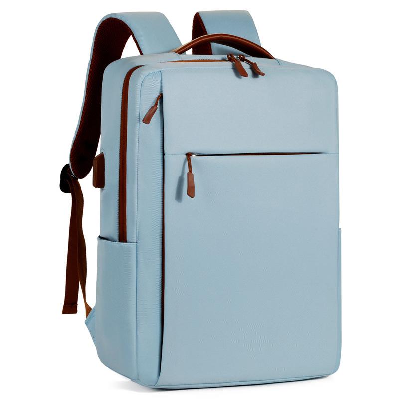 Schoolbag New Simple Business Backpack USB Charging Large Capacity Computer Bag Contrasting Color Commuter Multifunctional Backpack Wholesale