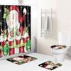 Christmas Shower Curtain Floor Mat Combination Four-Piece Set Bathroom Non-Slip Mat Toilet Absorbent Door Mat Carpet