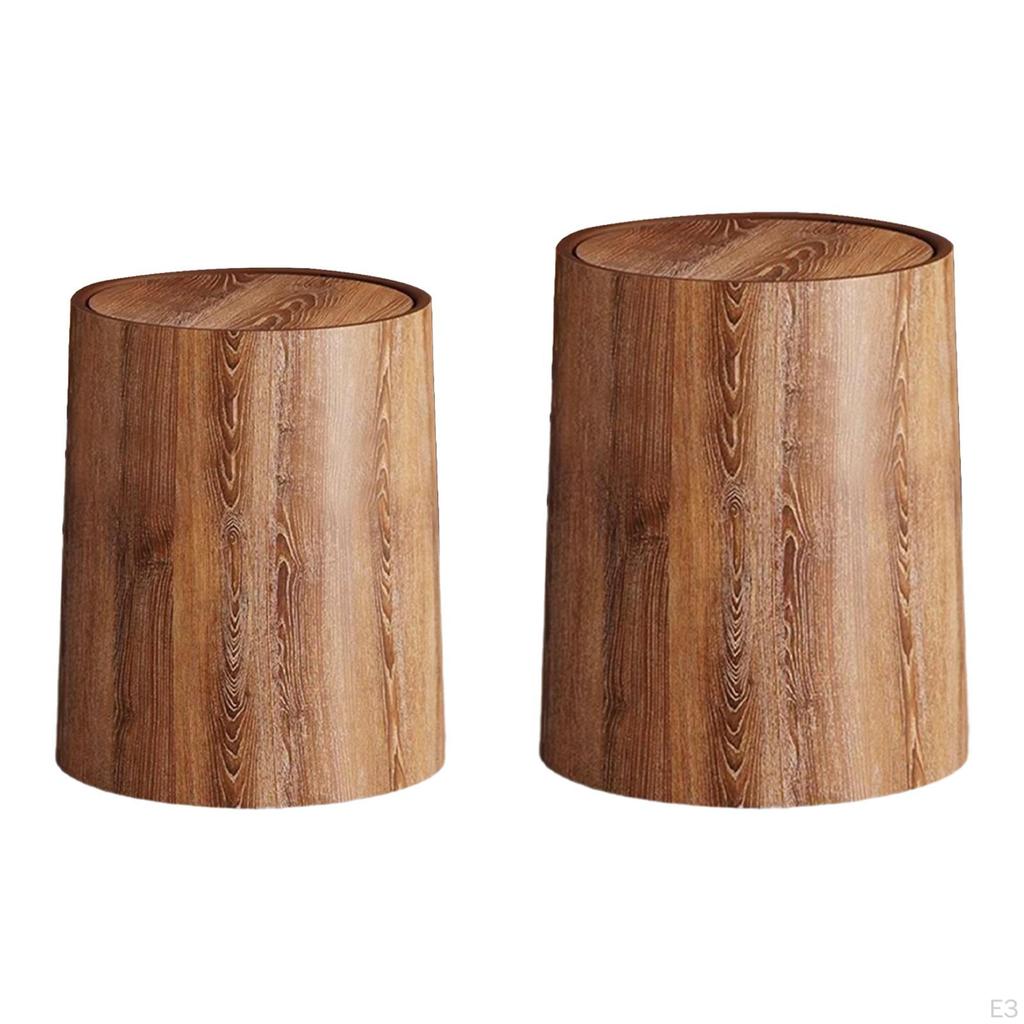Trash Can Household Bin Modern Reusable Waste Wood Grain Basket for