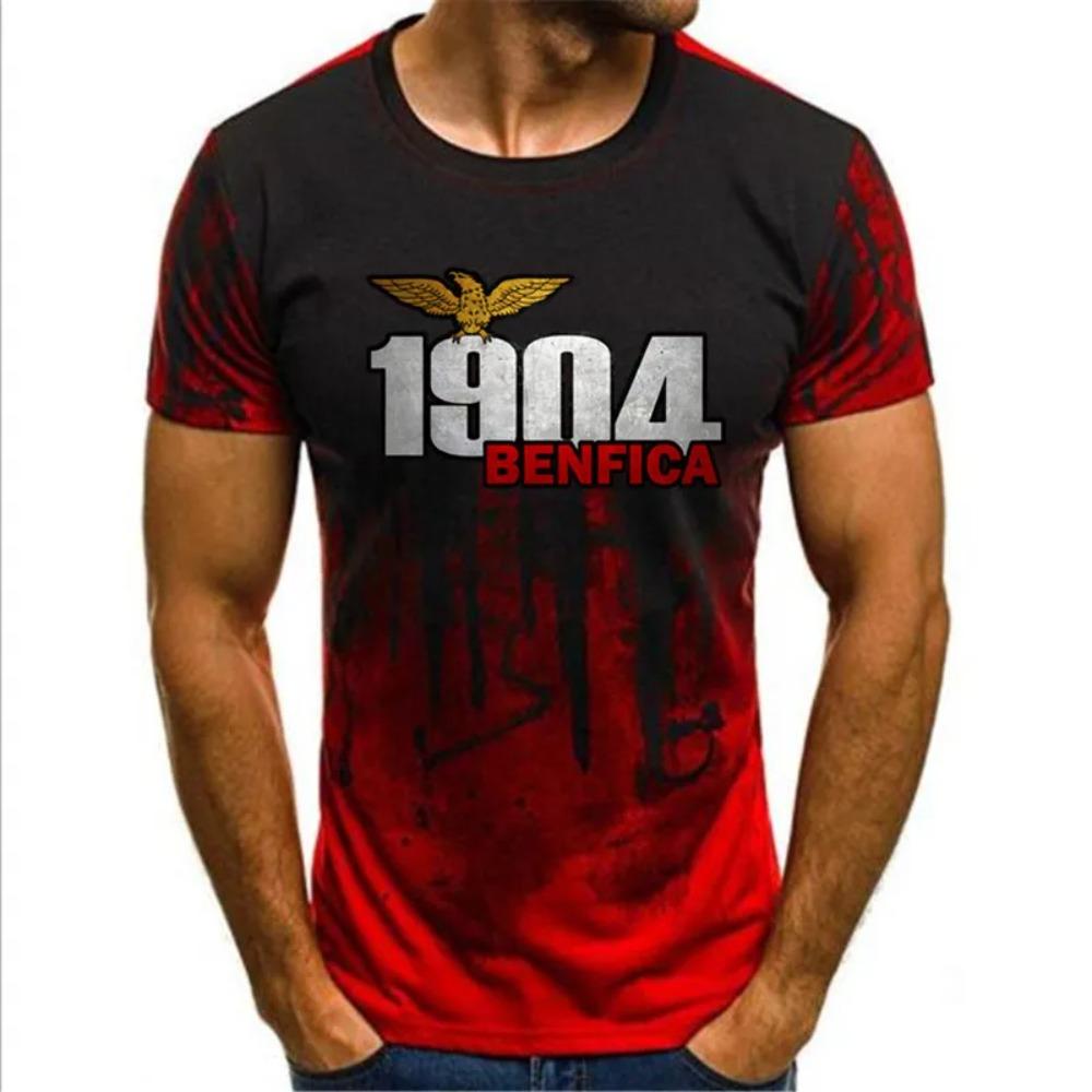 

BENFICA Football Club Gradient Men s T-shirt Summer Fashion Sports Quick Drying Extra Large Short sleeved Shirt Loose Casual Top 5XL