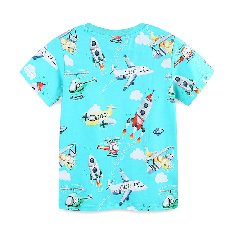 Little maven Baby Boys 2026 Summer New Kids Clothes T Shirts Holiday Children's Clothing Cartoon Rockets Planes Shirts 2-7 Years