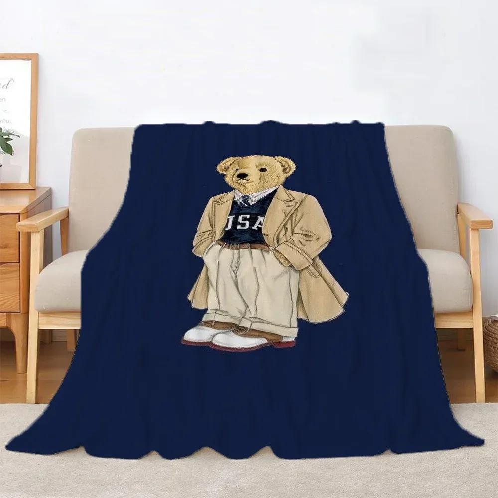 Sommerdecke für Sofas, flauschige, karierte Designerdecke mit Polo-Bären, Kingsize-Bettwäsche aus Mikrofaser, Innenausstattung für Sofadecken zu Hause