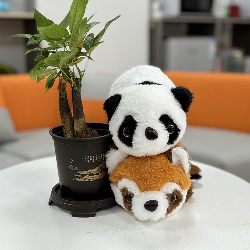 TreasuringU Double-Sided Flip Panda Toy Red Panda Transform Plush Doll 2-in-1 Raccoon Flip Change Transform Panda Pillow Gift