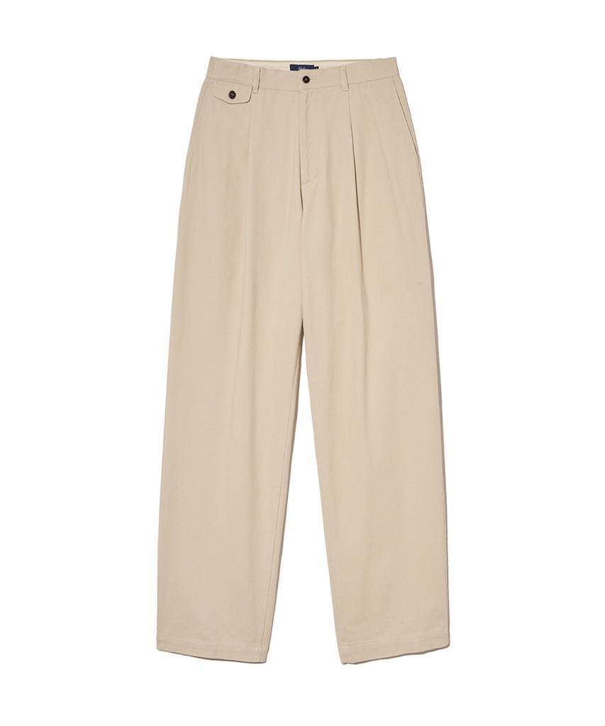 YALE Premium Vintage One-Pleat Coin Pocket Regular Chino Pants_Light Beige