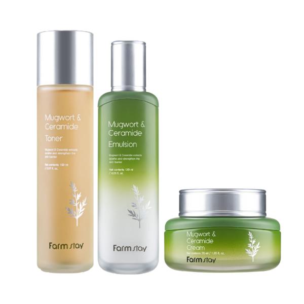 FARM STAY Mugwort & Ceramide Toner 150ml, Emulsion 120ml, Serum 35ml, Cream 55ml (15 Options)