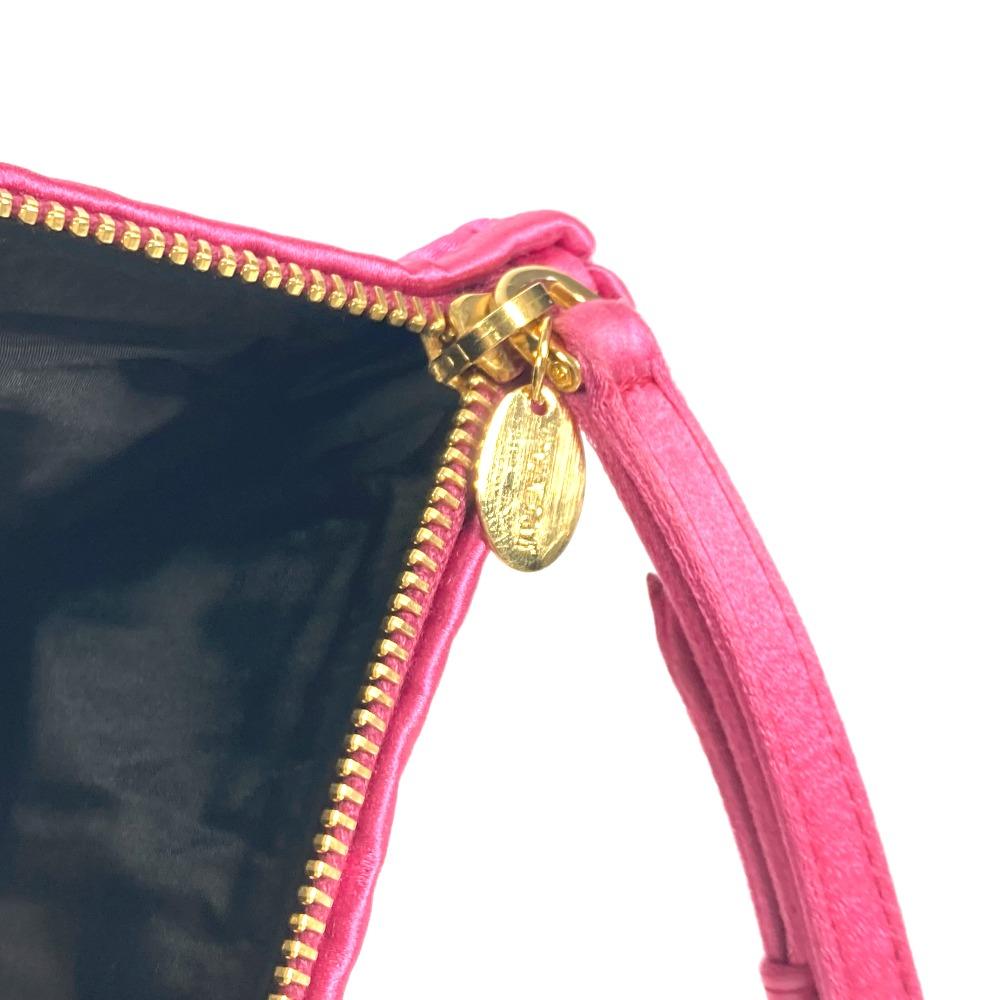 MIUMIU logo Pouch with bag strap Clutch bag Rayon / silk pink