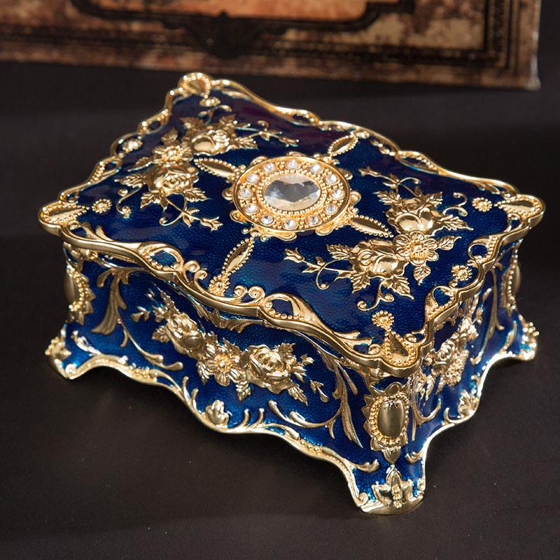 Retro Metal Crafts European Style Jewelry Box Creative High-end Ring Necklace Small Storage Box Gift