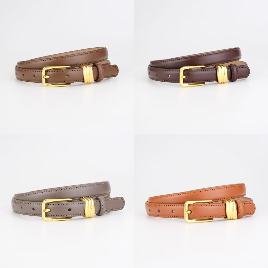 Genuine Leather Womens Slim Waist Belt With Alloy Buckle For Casual And Office Looks