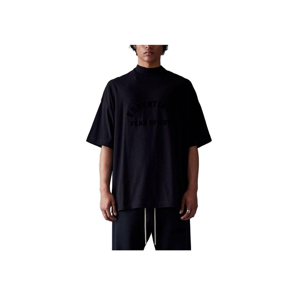 Fear of God Essentials Logo Print Crewneck Short Sleeve T-Shirt Unisex Tops Jet-Black 125SP232006F