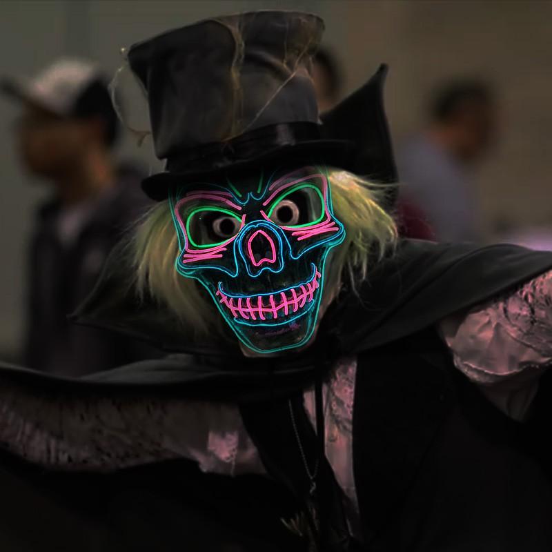 LED Light Up Mask EL Wire Skull Halloween Party Costume