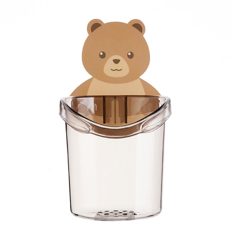 Toilet Bear Hug Toothbrush Cup Toothpaste Storage Rack Bathroom Non-punching Wall-mounted Drain Bear Storage Cup