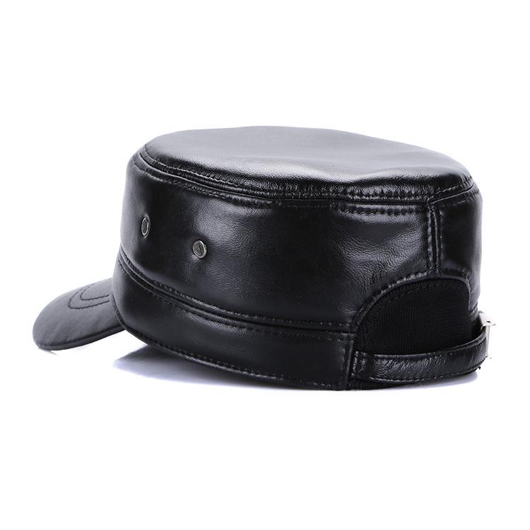 Men's Adjustable Sheepskin Leather Duckbill Cap - Warm Autumn/Winter Hat