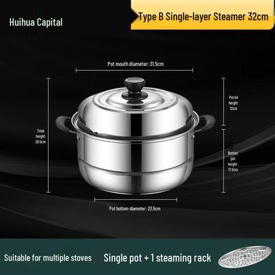 HUIHUADU 32cm Stainless Steel Steamer Pot