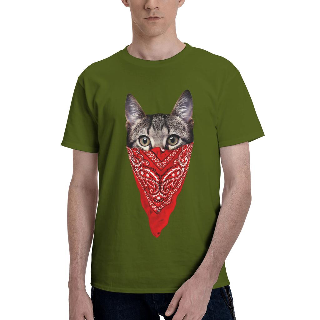 Gangster Cat unisex T Shirts Meowdy Cowboy Cat Creative Tee Shirt Short Sleeve O Neck 100% Cotton Gift Idea Tops T-Shirt