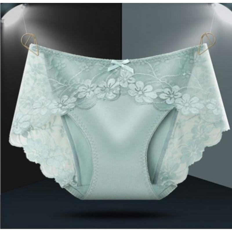 

Женское нижнее белье из чистого хлопка бесшовное с низкой и средней талией Трусы полностью хлопковые сексуальные очаровательные кружевные трусики больших размеров с треугольными чашечками XXL зелёный
