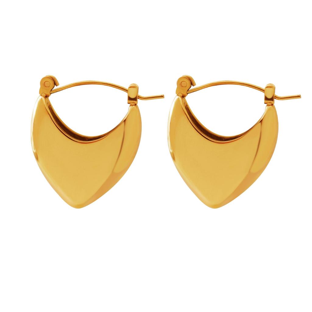 Glossy Stainless Steel Heart Dangle Earrings - Simple, Fashionable, Exquisite Women's Ear Studs