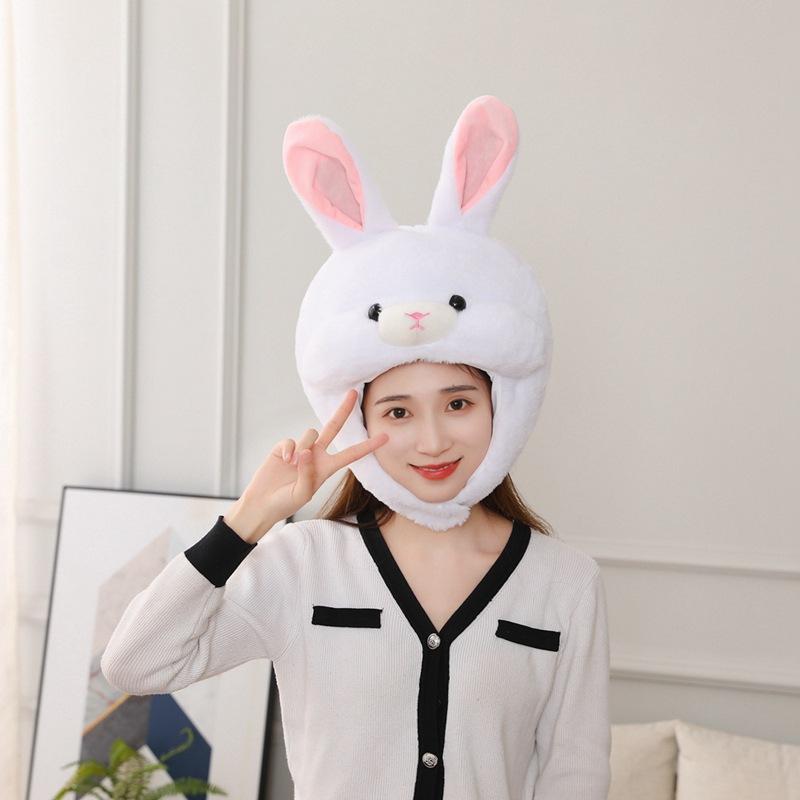 

Круглая шапка-капюшон в виде кролика со щекой, плюшевый капюшон, реквизит для фотосессии, мультяшный капюшон 35*43CM0.21kg