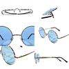 Eight Round Metal Frame Sunglasses, Oval Shape, with Dedicated Case, Gold x Light Gray F