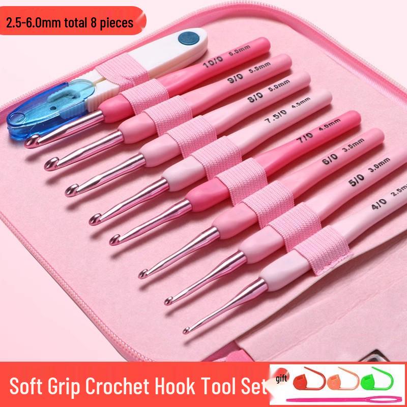 Beginner Soft-Grip Crochet Hook Set for DIY Knitting and Micro-Hooking