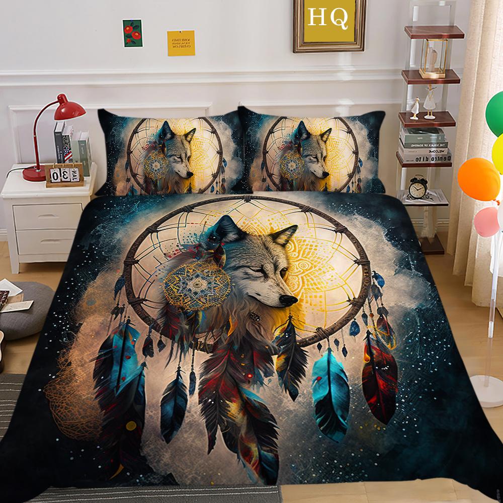 Bettbezüge Wolf Druck Polyester Twin Size Bettwäsche Kinder weiche hochwertige Heimbettwäsche