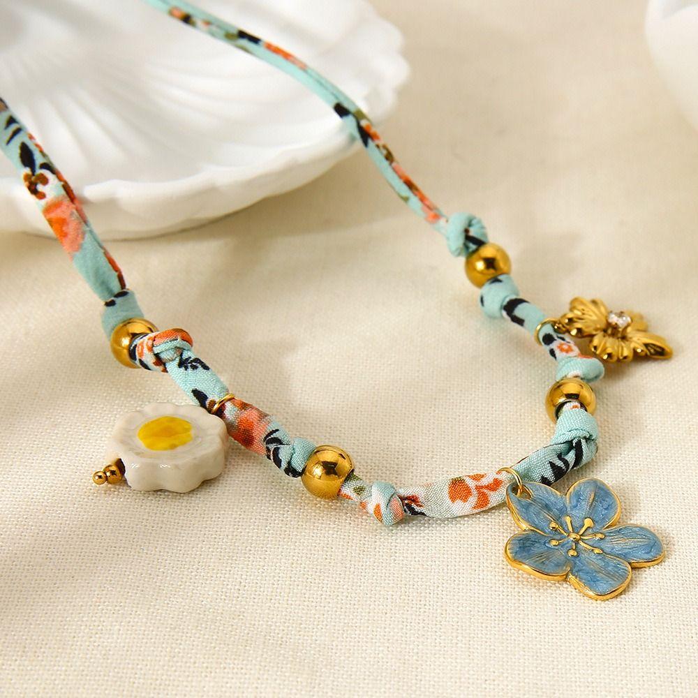 Jelly Fish Cloth Wrap Scarf Chain Necklace Starfish Blue Bead Necklace  Male