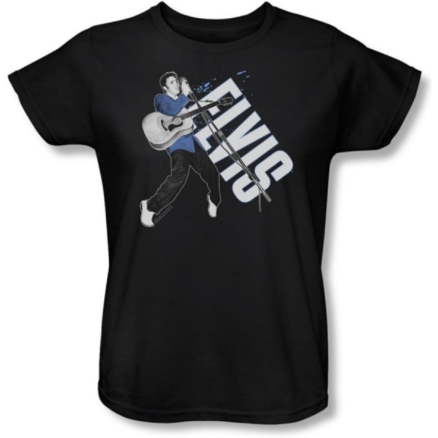 Elvis Presley - Womens On His Toes T-Shirt in Black S чёрный