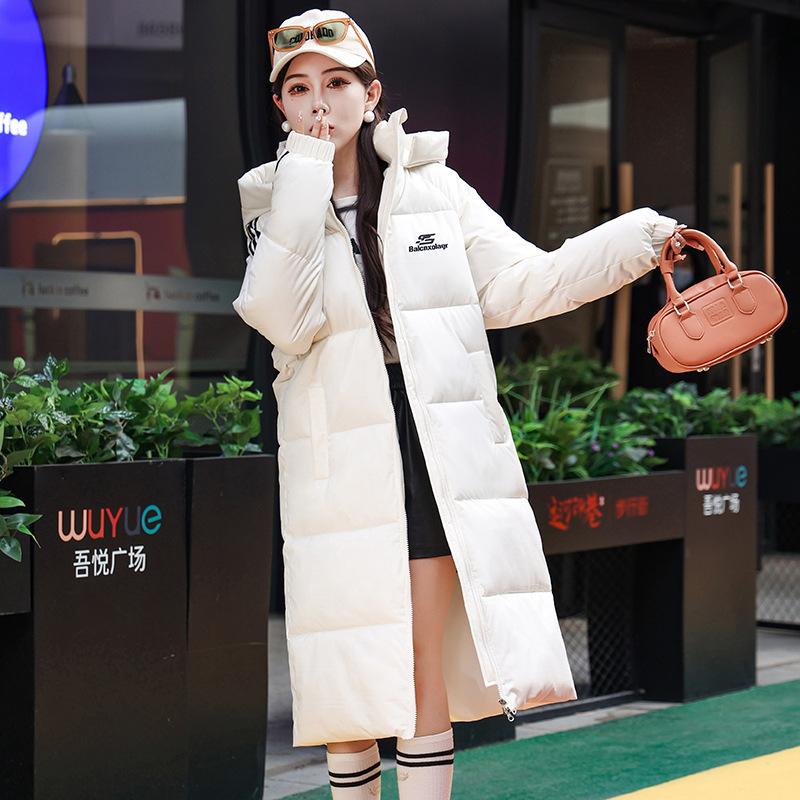 New 2025 new winter down cotton jacket women's long over the knee student couple cotton jacket cargo coat