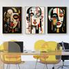 Abstract Faces Geometric Lines Canvas Painting Contemporary Posters and Prints Wall Art Pictures for Living Room Gallery Decor