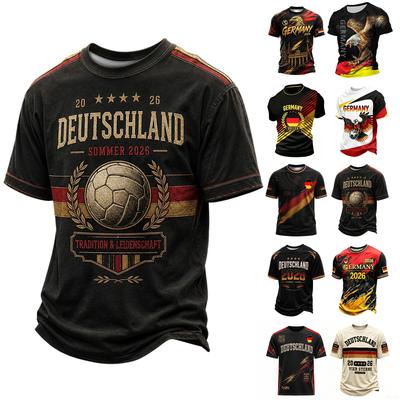Men's Casual Summer Crew Neck T-Shirt Germany Print Short Sleeve Lightweight Breathable Tee for Outdoor Activities Sportswear