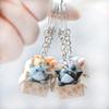 Cartoon Creative Personality Resin Box Little Cat For Men Women Bag Charm Pendant Key Ring Keychain