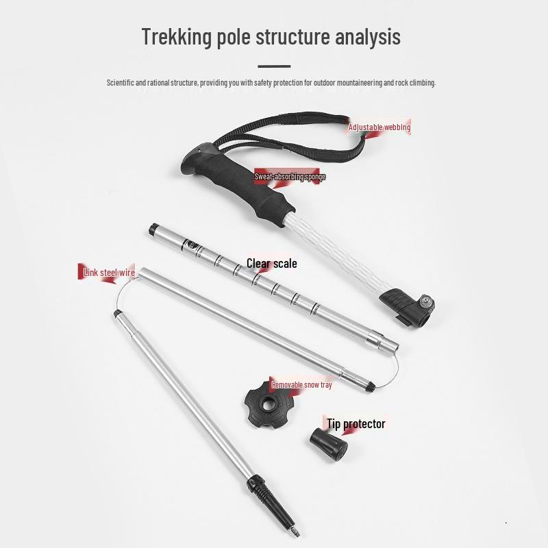 Ultra-Light Aluminum Telescopic Walking Poles - Adjustable 4-Section Folding Trekking Sticks for Hiking