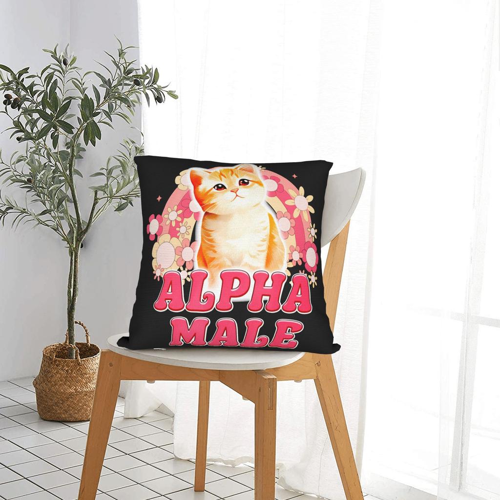 Alpha Male Cat Kitten Rainbow Floral Pillow Case Soft Pillow Cover Novelty Pillowcases For Sofa Home Decoration