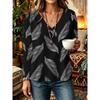 Autumn and Winter Women's Long-sleeved V-neck T-shirt
