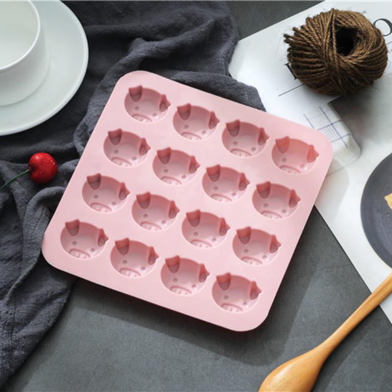 16 Even Cartoon Expression Pig Head Silicone Chocolate Mold Ice Mold Mold Aroma Plaster Mold DIY