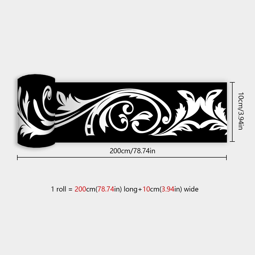 

Креативные черные узорчатые наклейки на стену в виде пояса для ванной комнаты, гостиной, прихожей, украшения стен дома