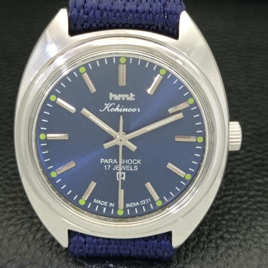 AUTHENTIC HMT HAND-WINDING MENS BLUE DIAL WRIST WATCH A426476-2