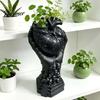 Spooky Theme Room Accessories Hand Holding Human Heart Organ Vase, Gothic Anatomical Shaped Resin Sculpture Halloween Desktop Flower Pot for