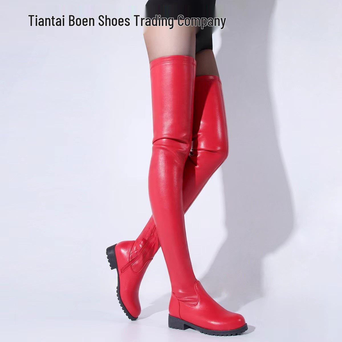 

Women s Round Toe Pull-On Over-the-Knee Boots (Size 35-44) - New Autumn/Winter Style 39 красный