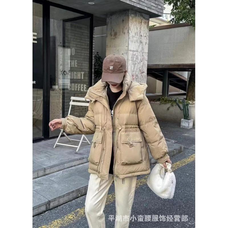 Womens Mid-Length Puffer Jacket Thick Warm Down Coat Slim Fit With Pockets Winter