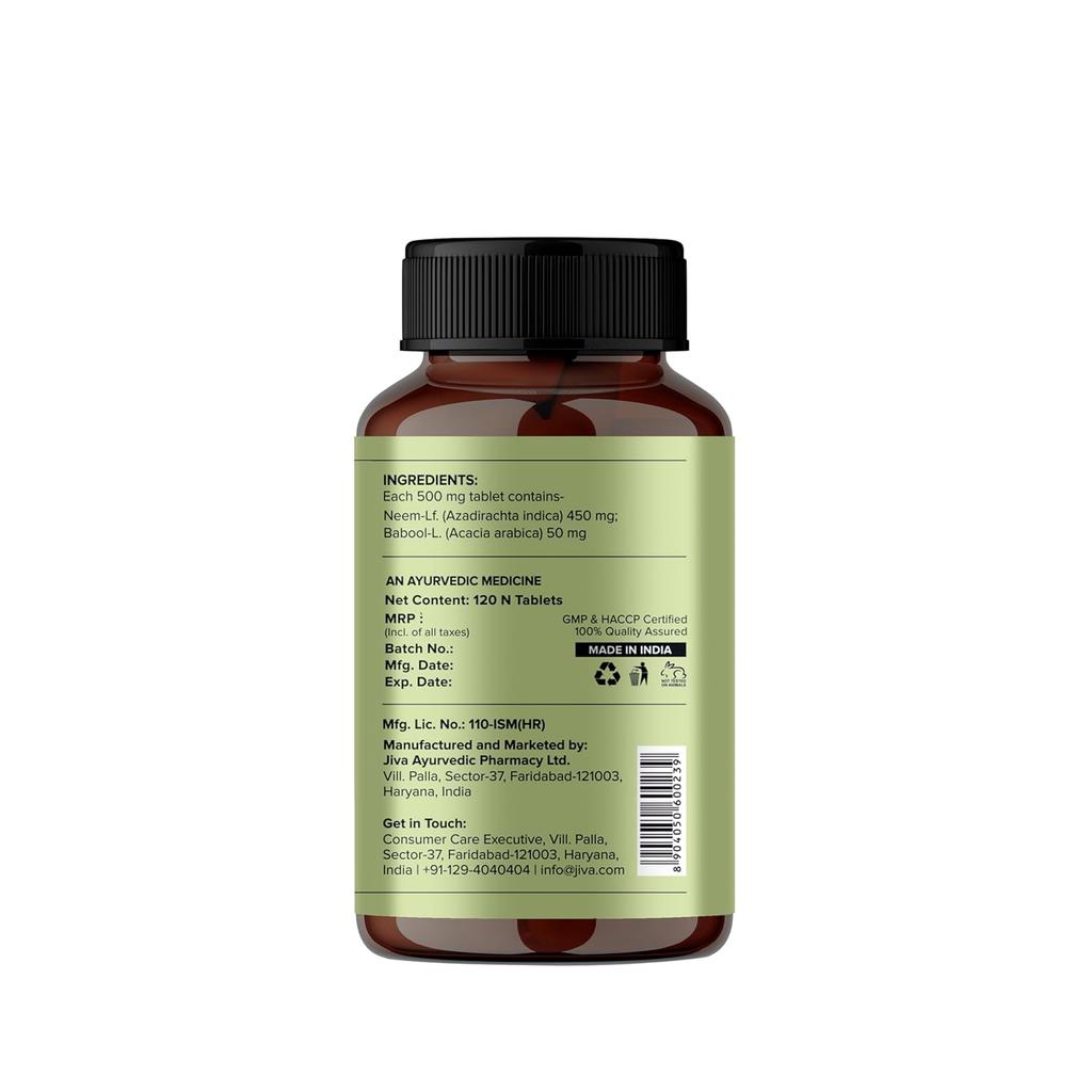Jiva Neem Tablets 120 X Pack of 4 Natural Ayurvedic Blood Purifier for Healthy Skin and Urinary Support