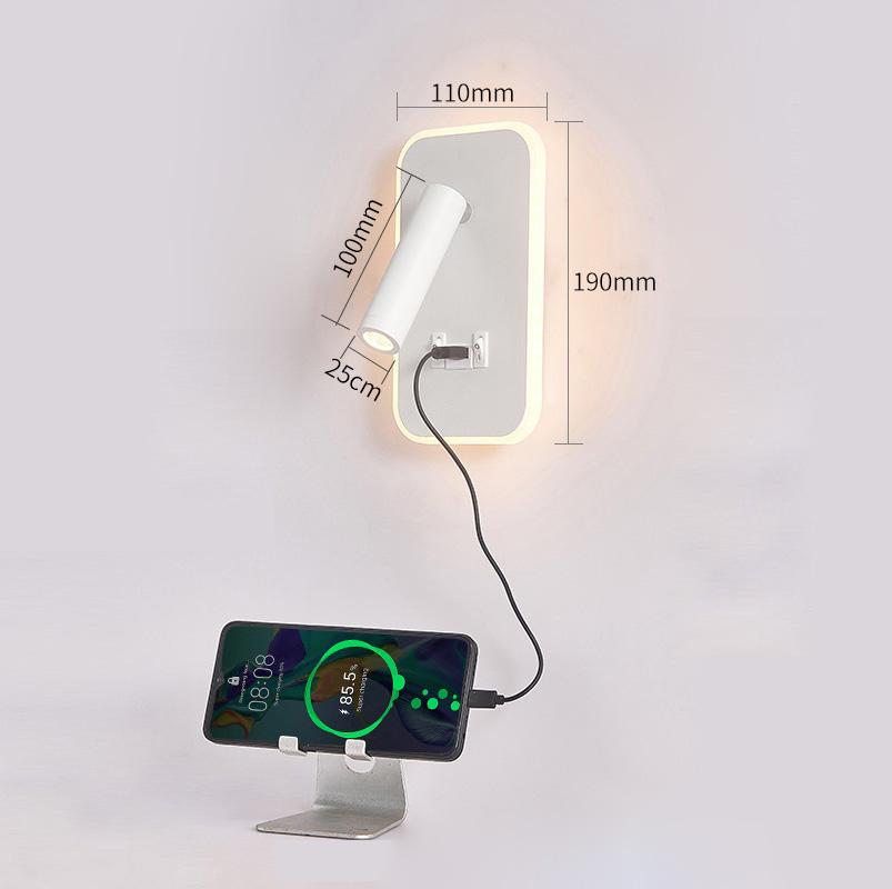 

Креативный светодиодный вращающийся настенный светильник с USB-портом для зарядки, декоративный настенный светильник для гостиной, коридора, спальни, кабинета, чтения white light