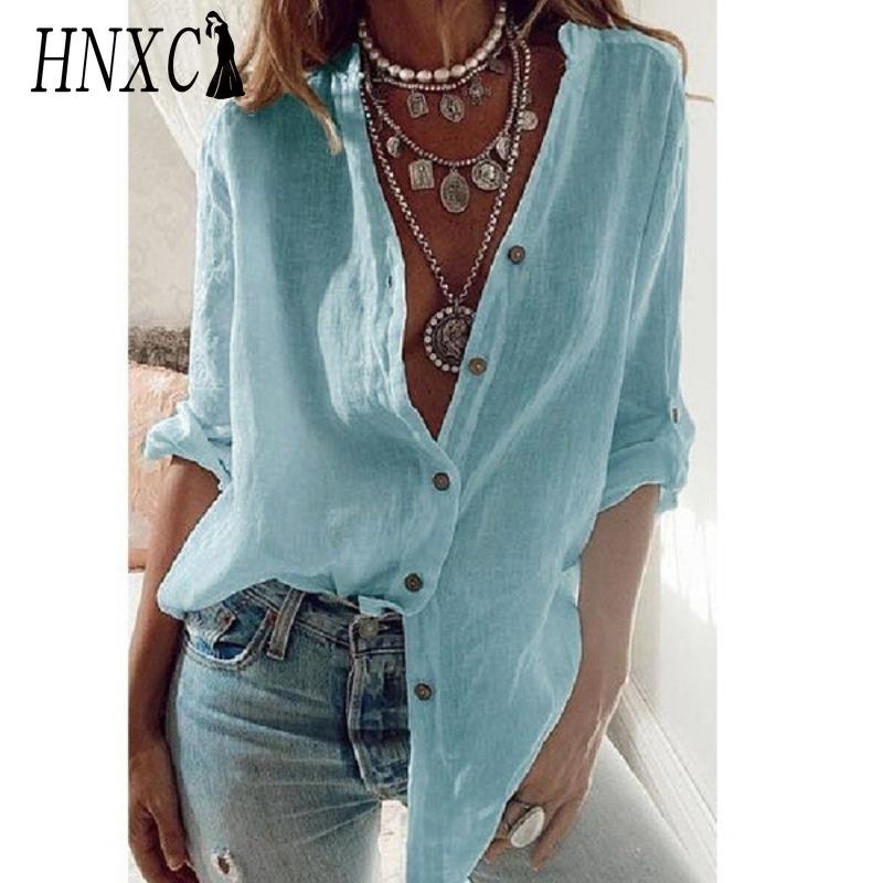 HNXC Women's Fashion Casual Solid Color Print Short Sleeve POLO Neck Blouses & Shirts