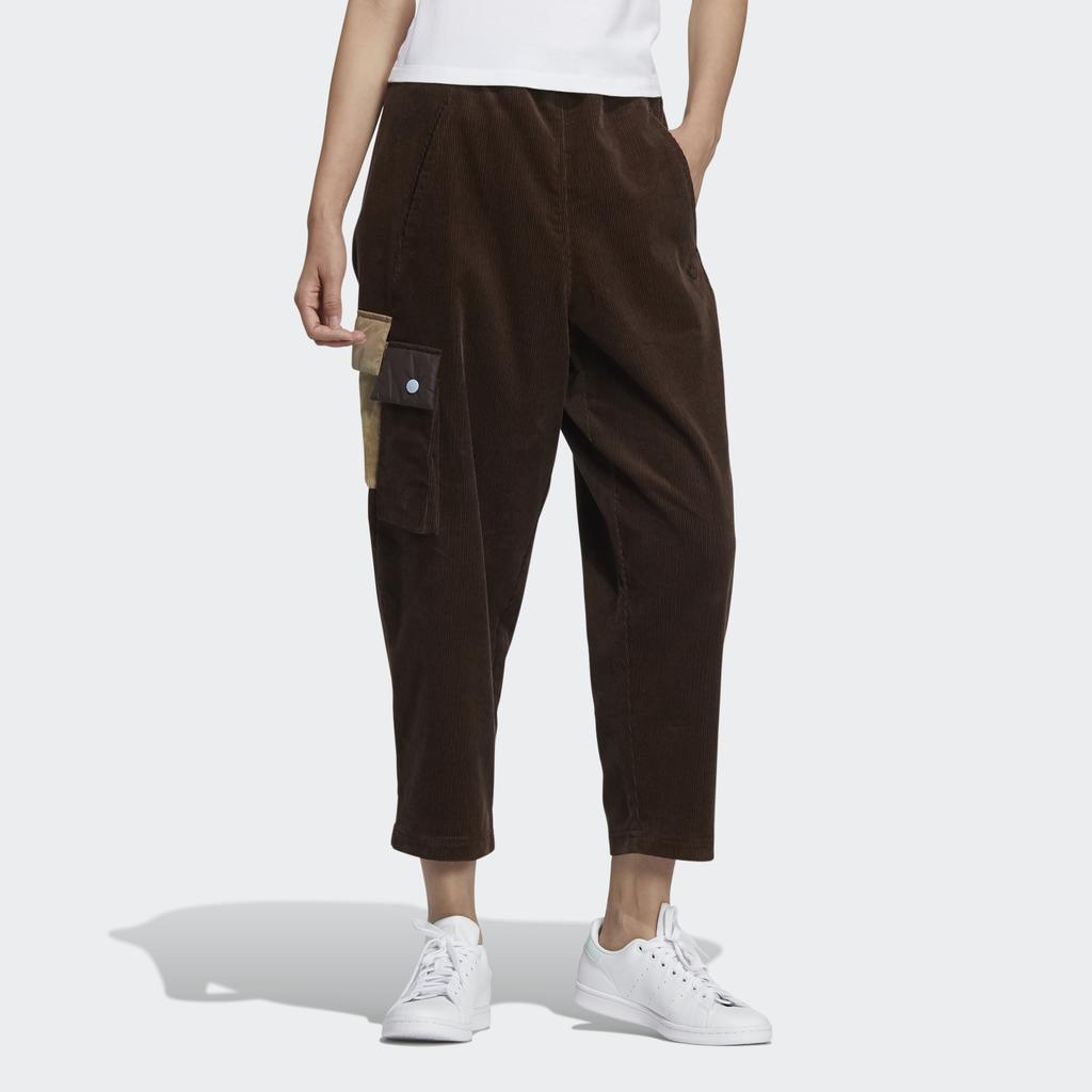 Adidas Originals Side Color Block Pocket Nine-Point Cargo Knit Sports Pants Women Pants Coffee HK0487