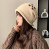 Hat Women's Autumn and Winter Pile Confinement Hat Big Head Circumference Knitted Wool Hat Warm Ear Protector Head Cold Hat